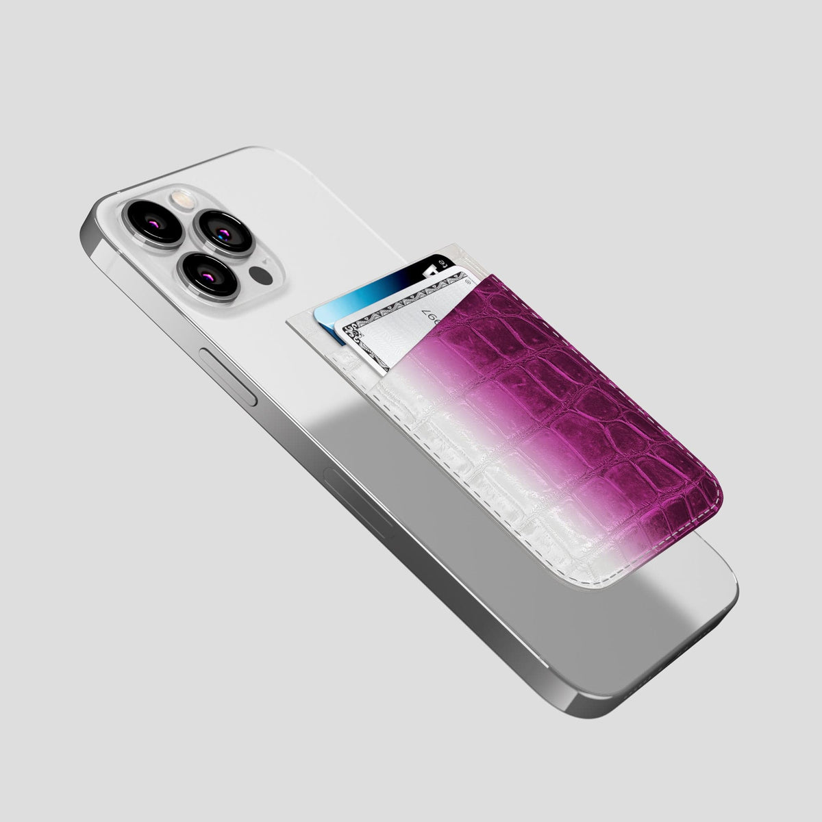 Fuchsia iPhone 14 Pro Max Himalaya Magsafe Wallet Himalayan Crocodile -4 | Fuchsia