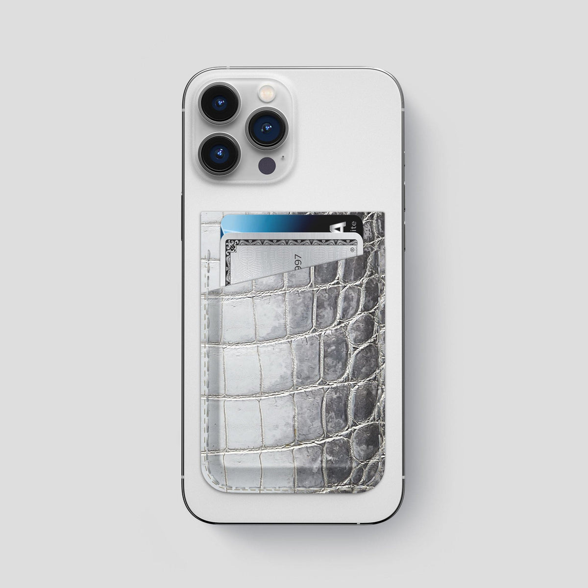 Silver iPhone 14 Pro Max Himalaya Magsafe Wallet Himalayan Crocodile -1 | Silver