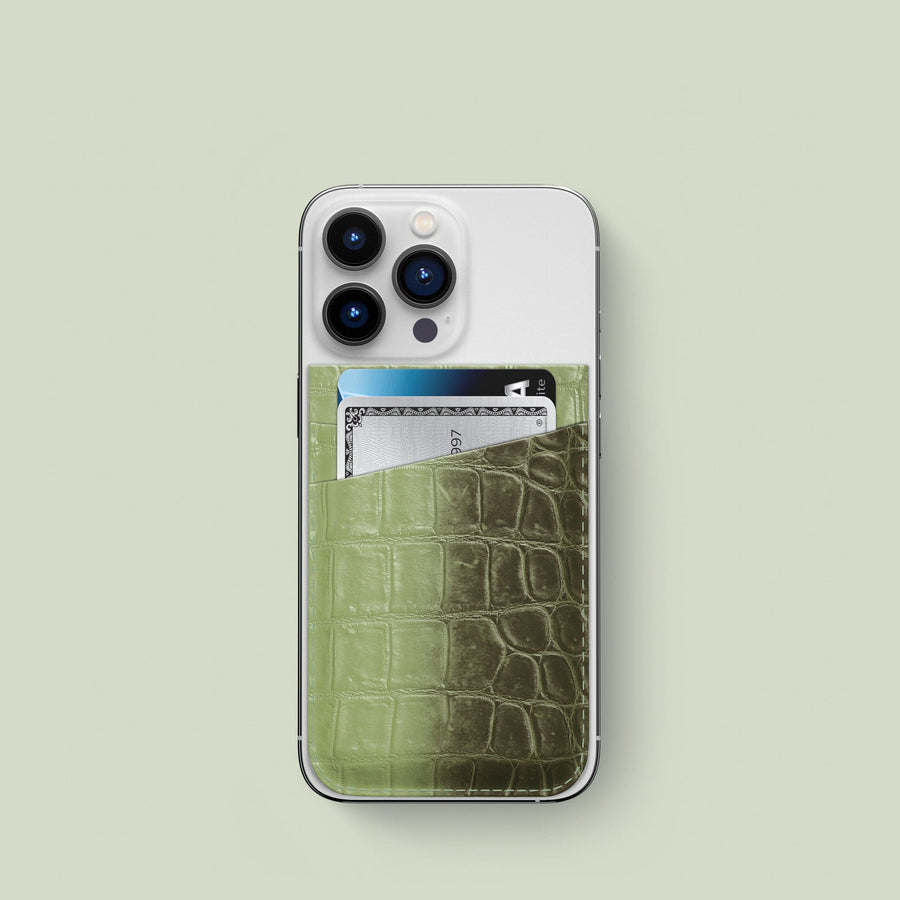MagSafe Wallet Celadon Green For iPhone 15 Pro In Himalayan Crocodile