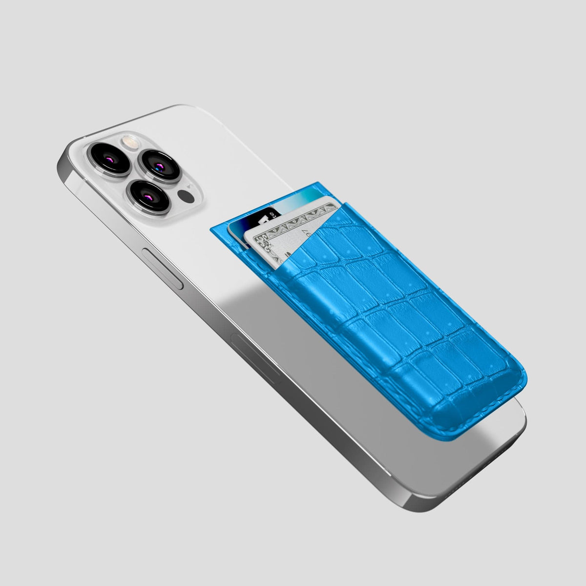 Blue-Lagoon iPhone 15 Pro Max Magsafe Wallet Porosus Crocodile -4 | Blue-Lagoon