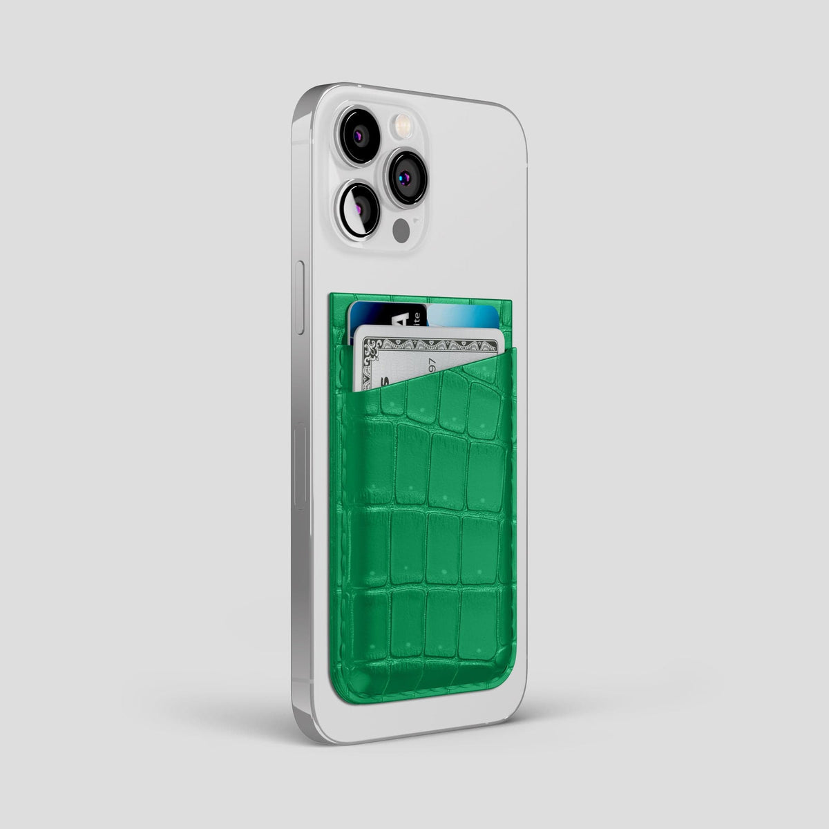 Cactus-Green iPhone 15 Pro Max Magsafe Wallet Porosus Crocodile -2 | Cactus-Green
