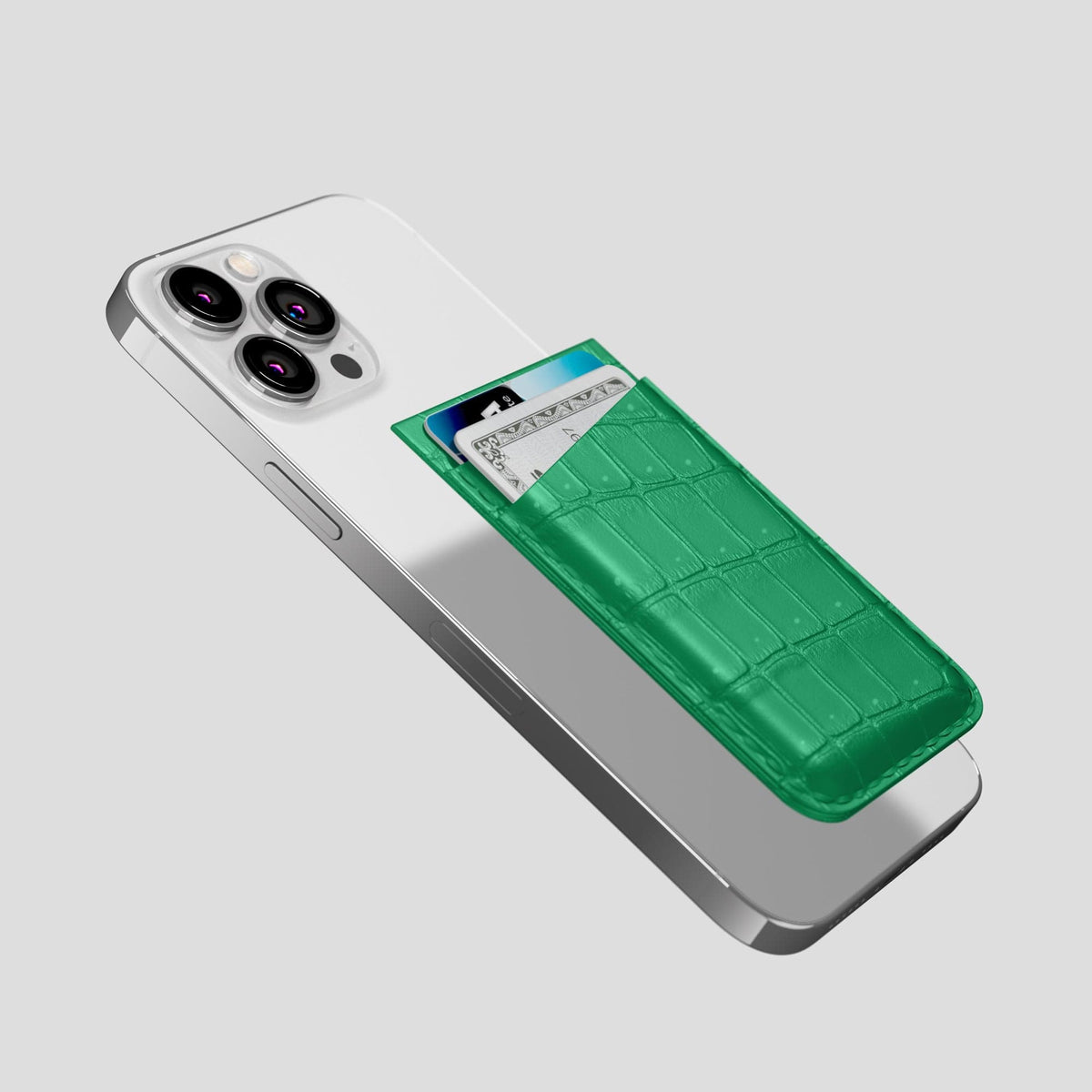 Cactus-Green iPhone 15 Pro Max Magsafe Wallet Porosus Crocodile -4 | Cactus-Green