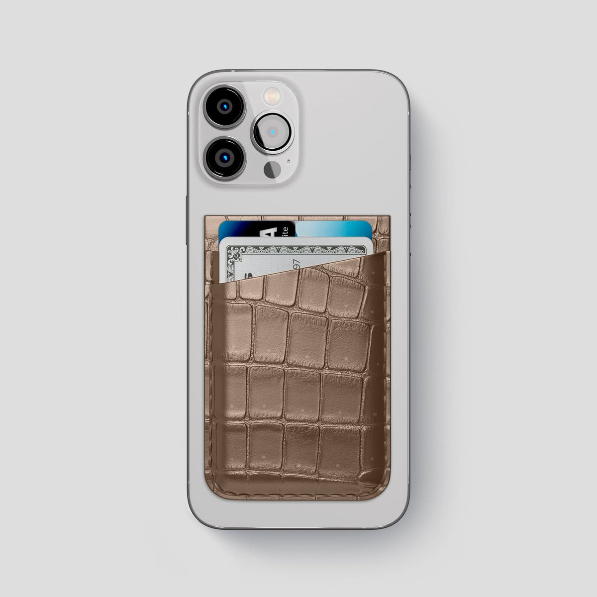 Fur-Brown iPhone 15 Pro Max Magsafe Wallet Porosus Crocodile -1 | Fur-Brown