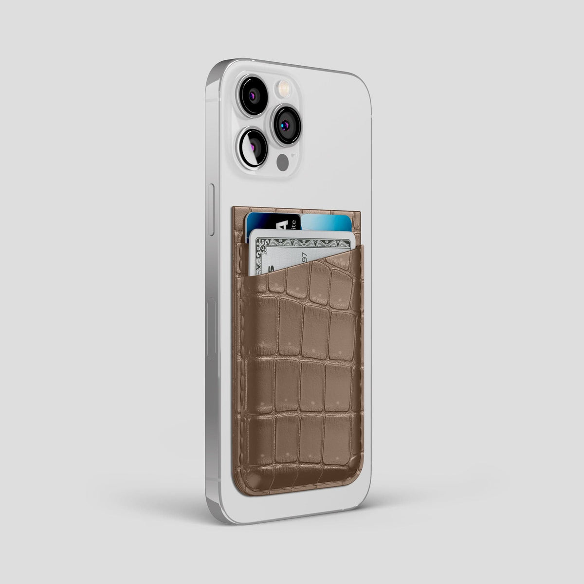 Fur-Brown iPhone 15 Pro Max Magsafe Wallet Porosus Crocodile -2 | Fur-Brown