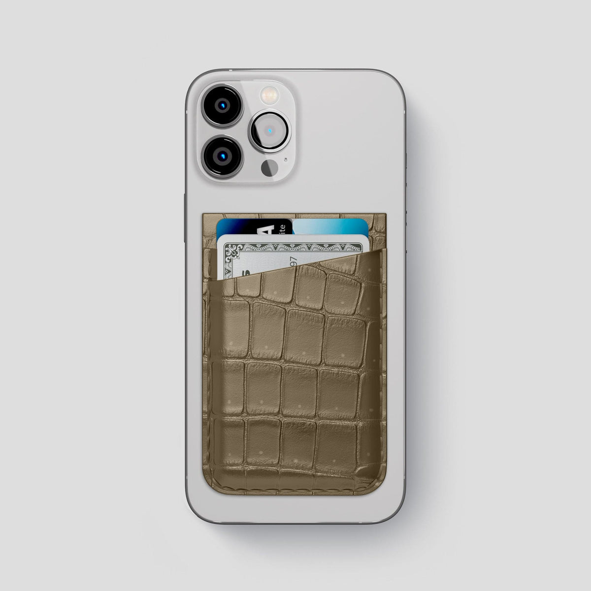 Kaki-Green iPhone 15 Pro Max Magsafe Wallet Porosus Crocodile -1 | Kaki-Green