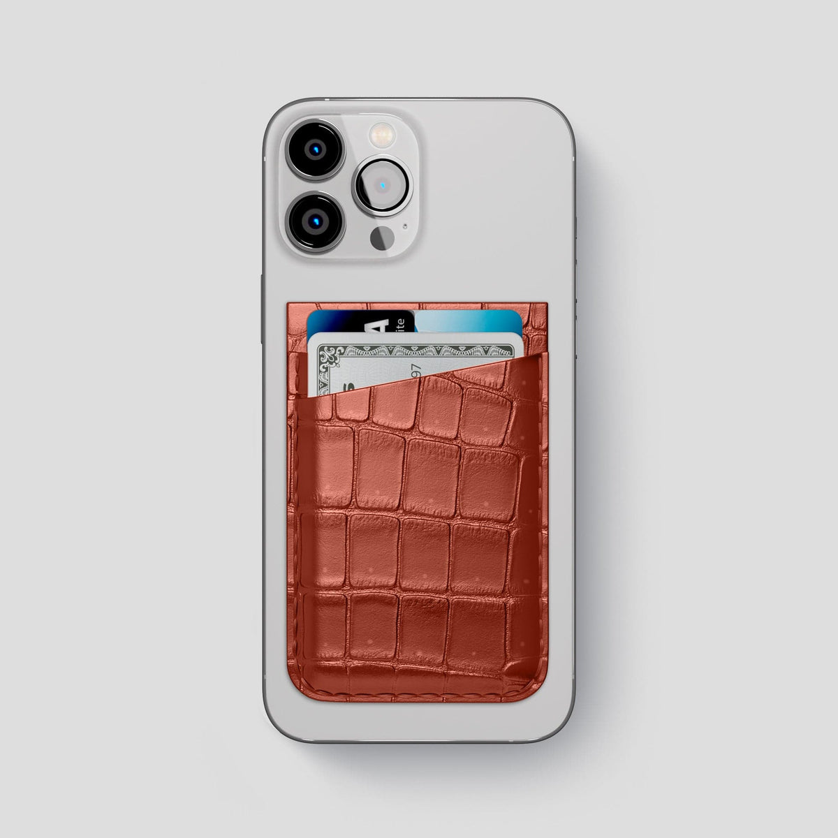 Mahogany-Brown iPhone 15 Pro Max Magsafe Wallet Porosus Crocodile -1 | Mahogany-Brown