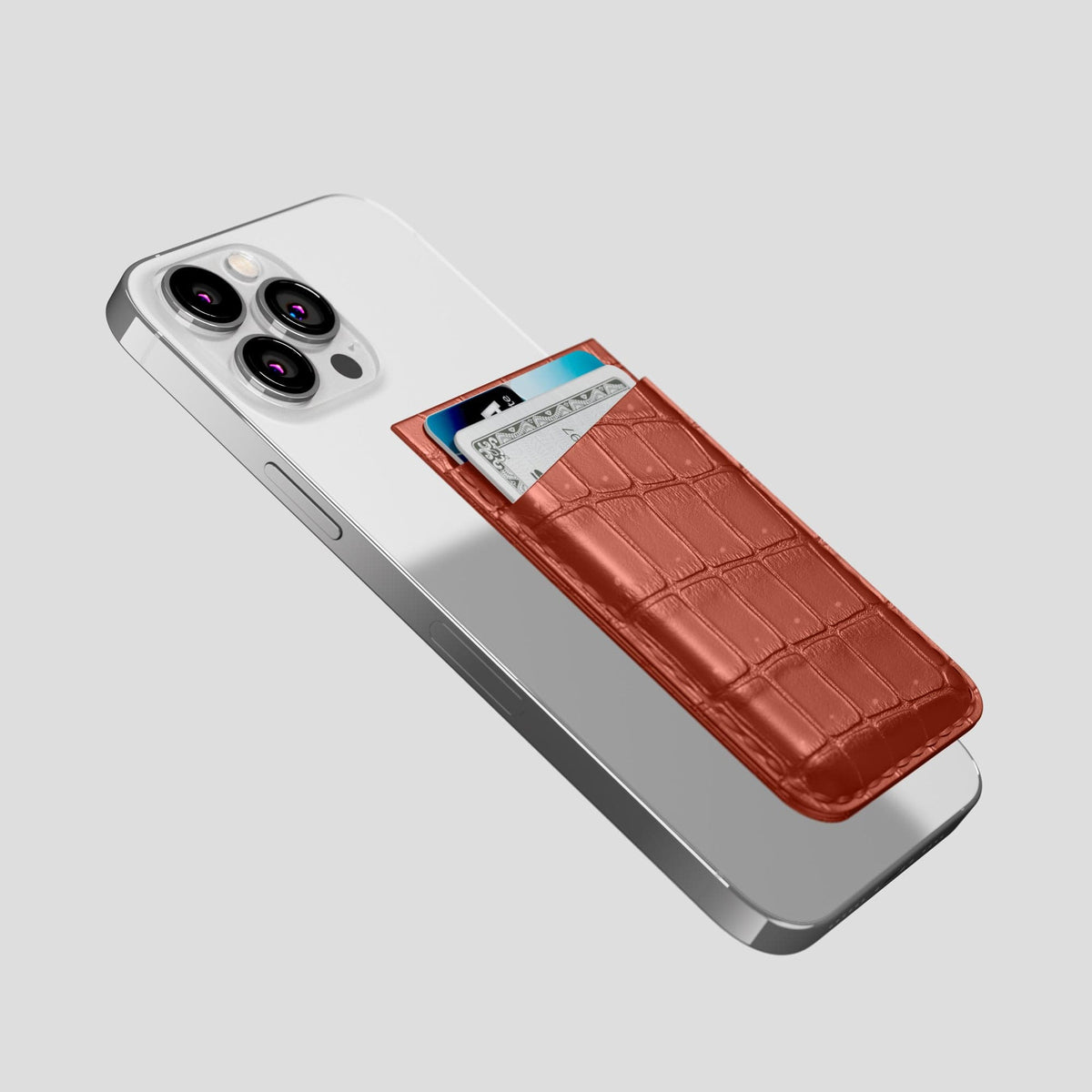 Mahogany-Brown iPhone 15 Pro Max Magsafe Wallet Porosus Crocodile -4 | Mahogany-Brown
