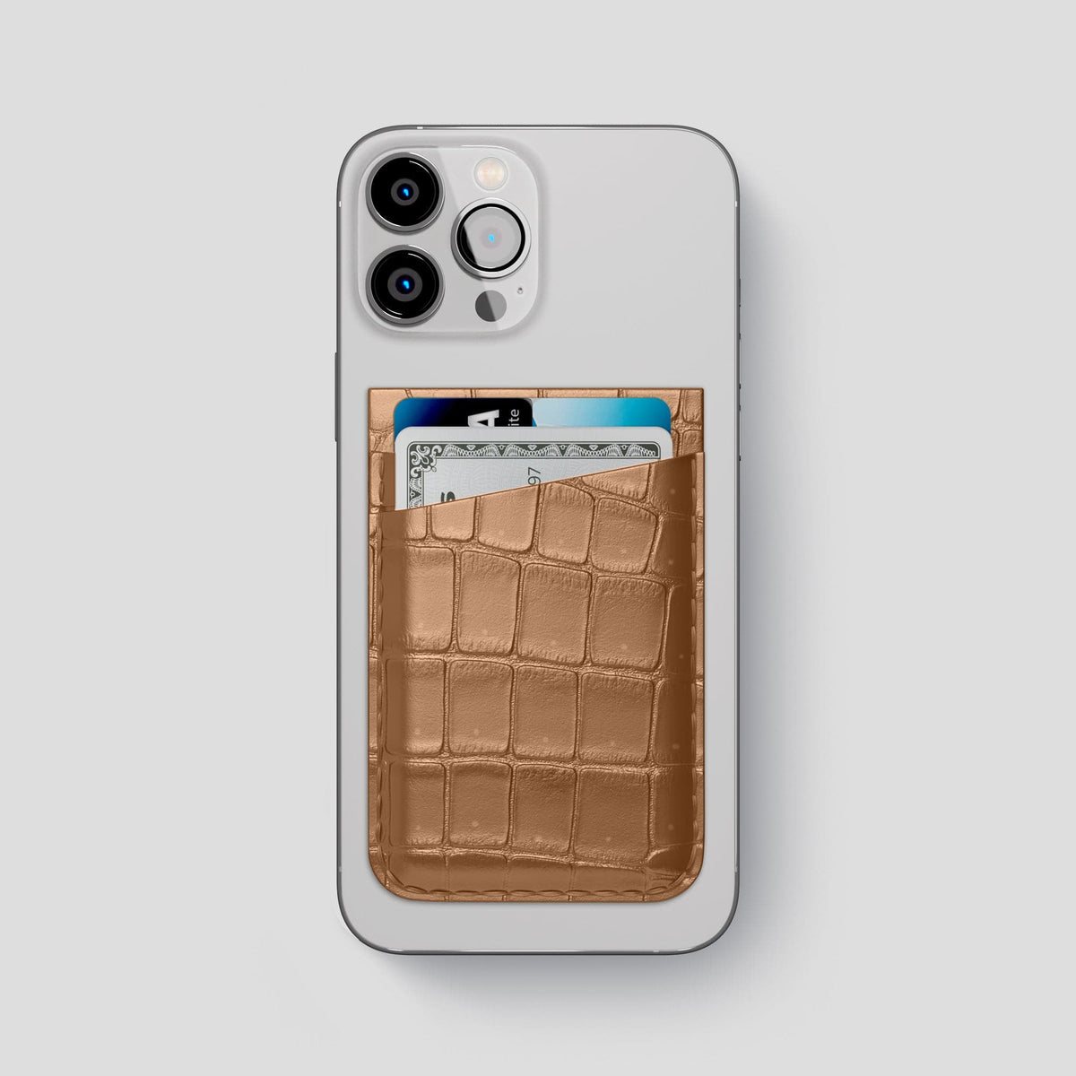 Milk-Chocolate iPhone 15 Pro Max Magsafe Wallet Porosus Crocodile -1 | Milk-Chocolate