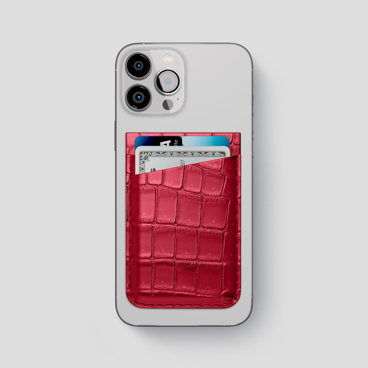 Burgundy iPhone 15 Pro Max Magsafe Wallet Porosus Crocodile -1 | Burgundy