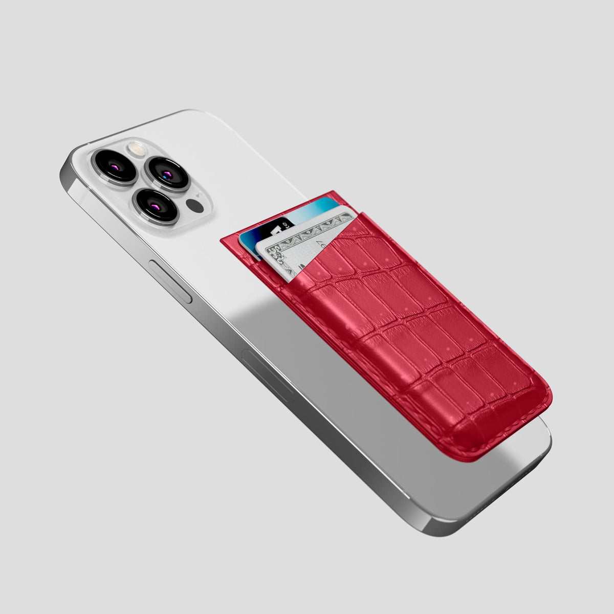 Burgundy iPhone 15 Pro Max Magsafe Wallet Porosus Crocodile -4 | Burgundy