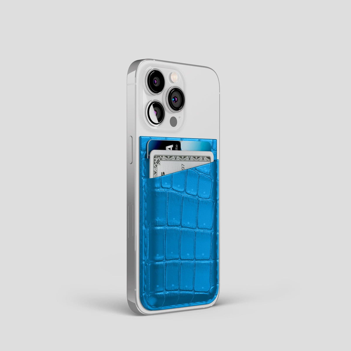 Blue-Lagoon iPhone 15 Pro Magsafe Wallet Porosus Crocodile -2 | Blue-Lagoon