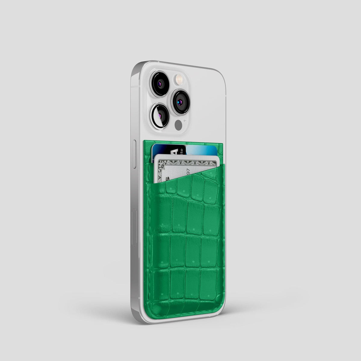 Cactus-Green iPhone 15 Pro Magsafe Wallet Porosus Crocodile -2 | Cactus-Green