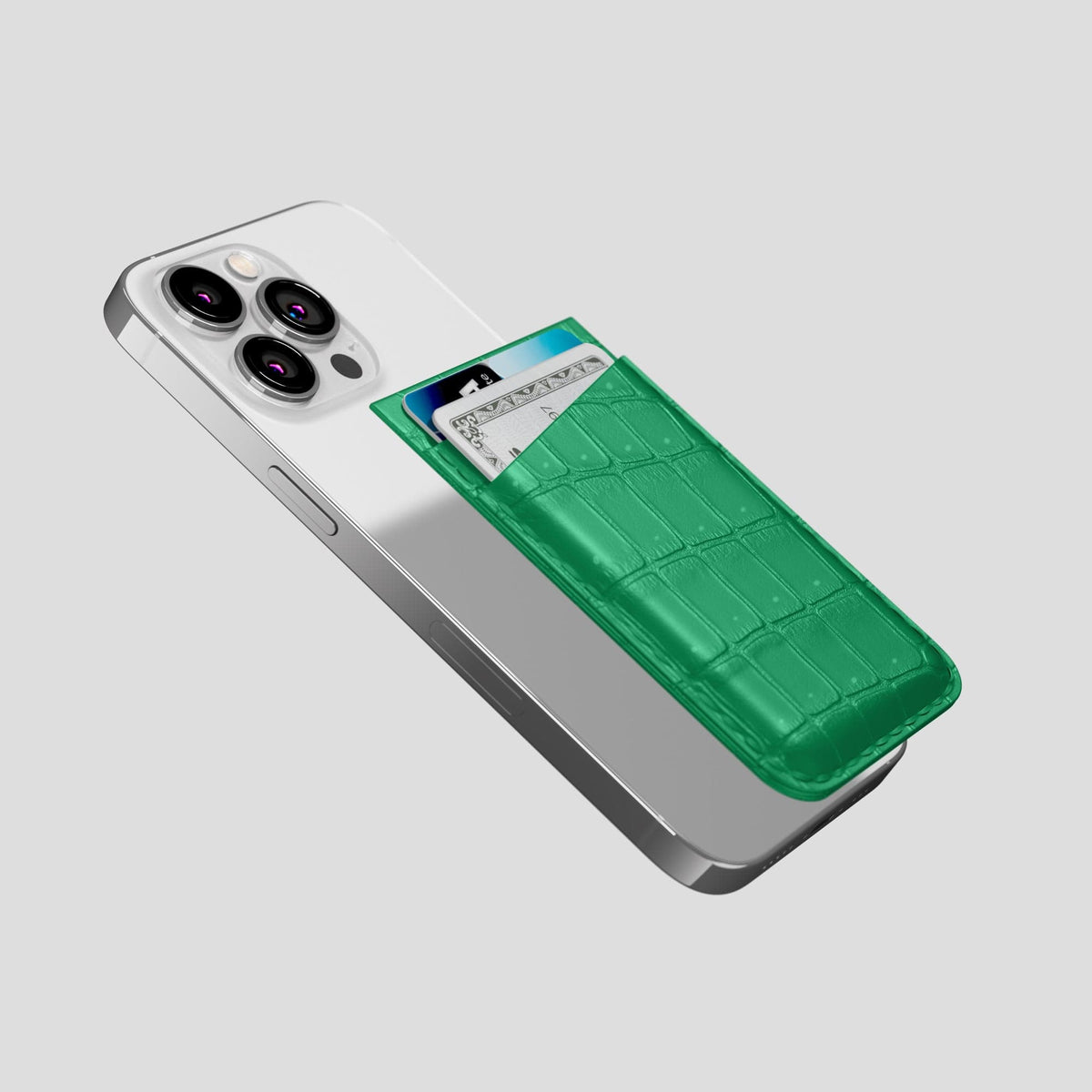 Cactus-Green iPhone 15 Pro Magsafe Wallet Porosus Crocodile -4 | Cactus-Green