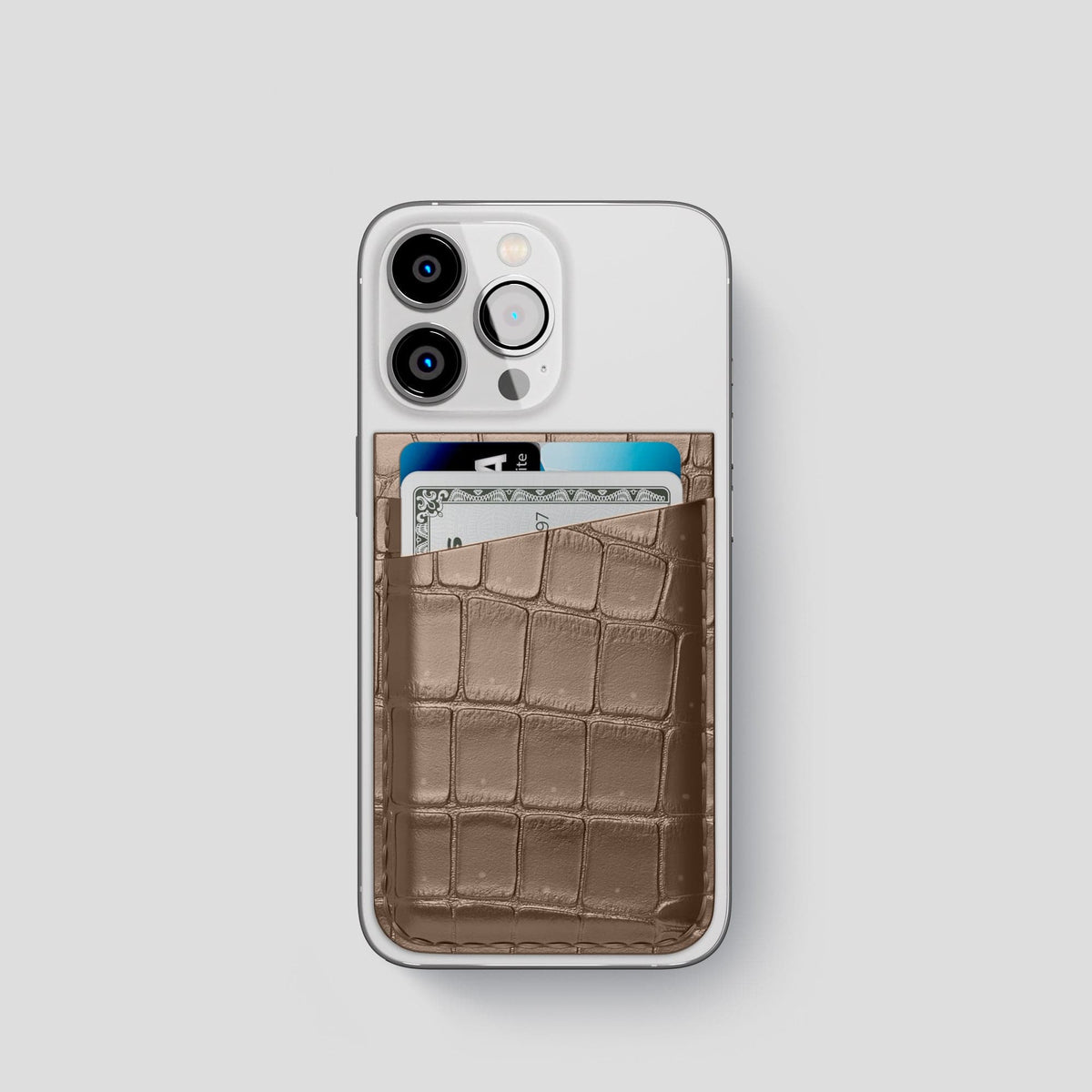 Fur-Brown iPhone 15 Pro Magsafe Wallet Porosus Crocodile -1 | Fur-Brown