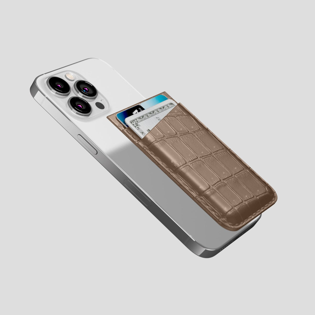 Fur-Brown iPhone 15 Pro Magsafe Wallet Porosus Crocodile -4 | Fur-Brown