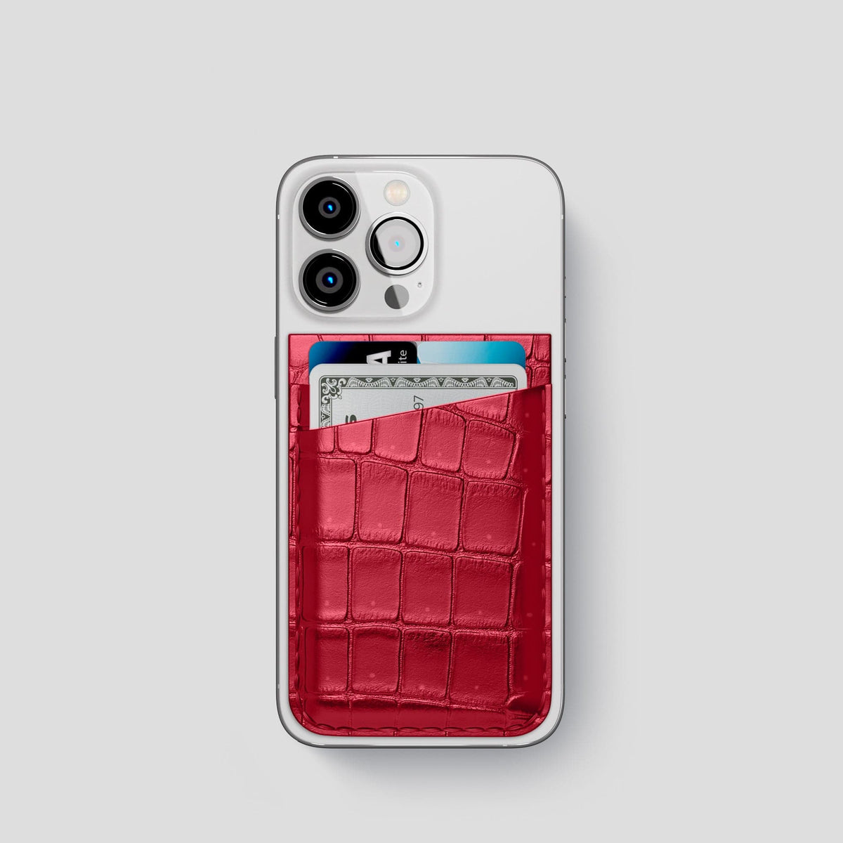 Burgundy iPhone 15 Pro Magsafe Wallet Porosus Crocodile -1 | Burgundy