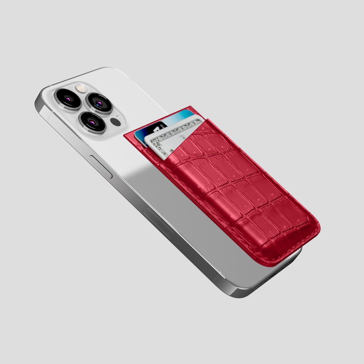Burgundy iPhone 15 Pro Magsafe Wallet Porosus Crocodile -4 | Burgundy
