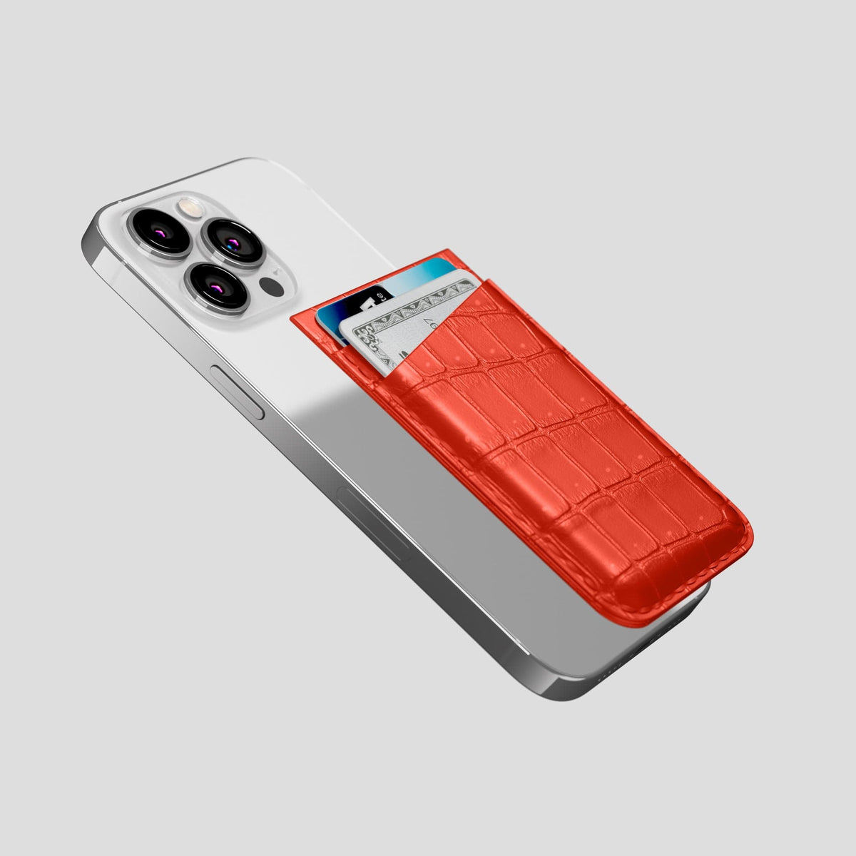 Rust iPhone 15 Pro Magsafe Wallet Porosus Crocodile -4 | Rust