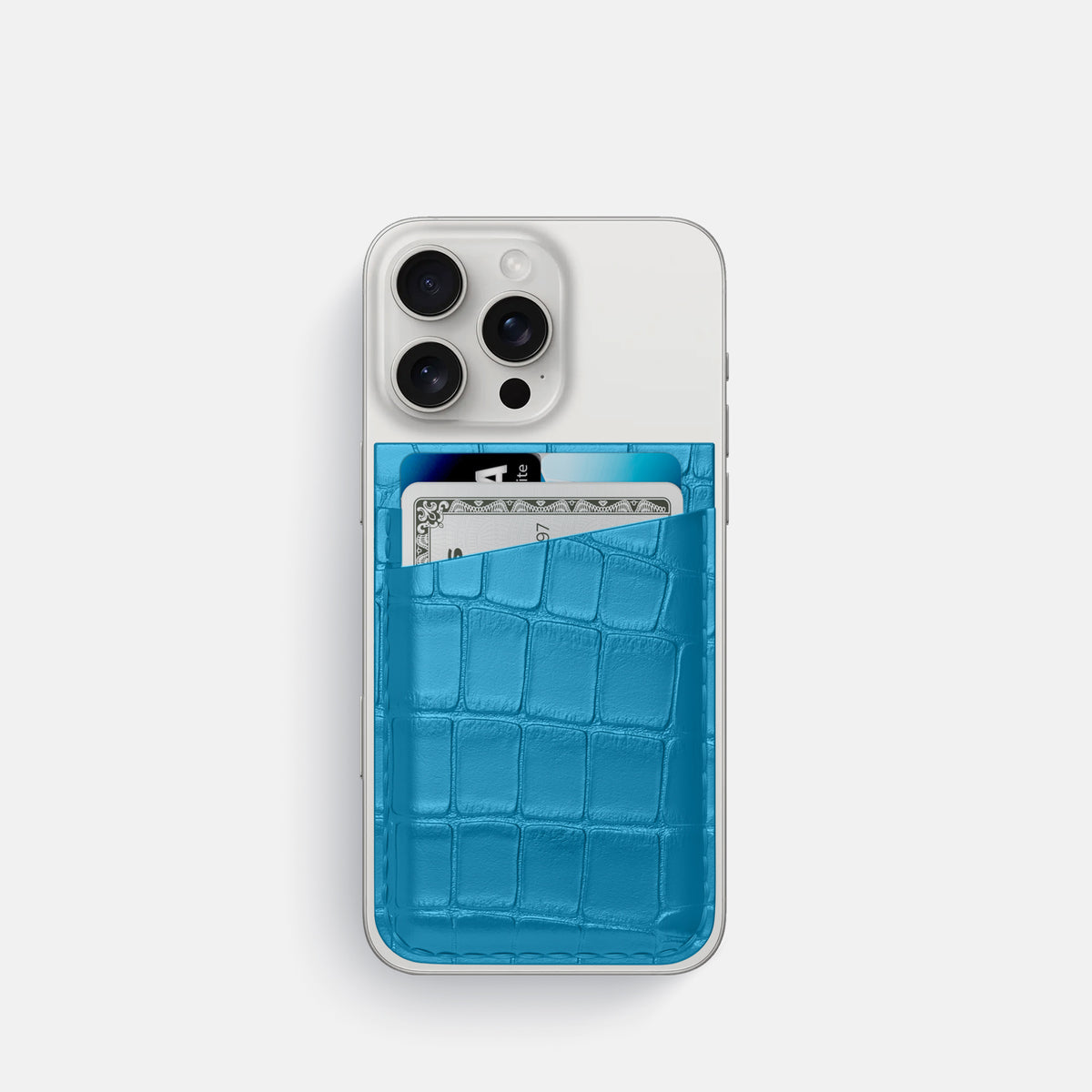 Curaçao-Blue iPhone 16 Pro Wallet Alligator -1 | Curaçao-Blue