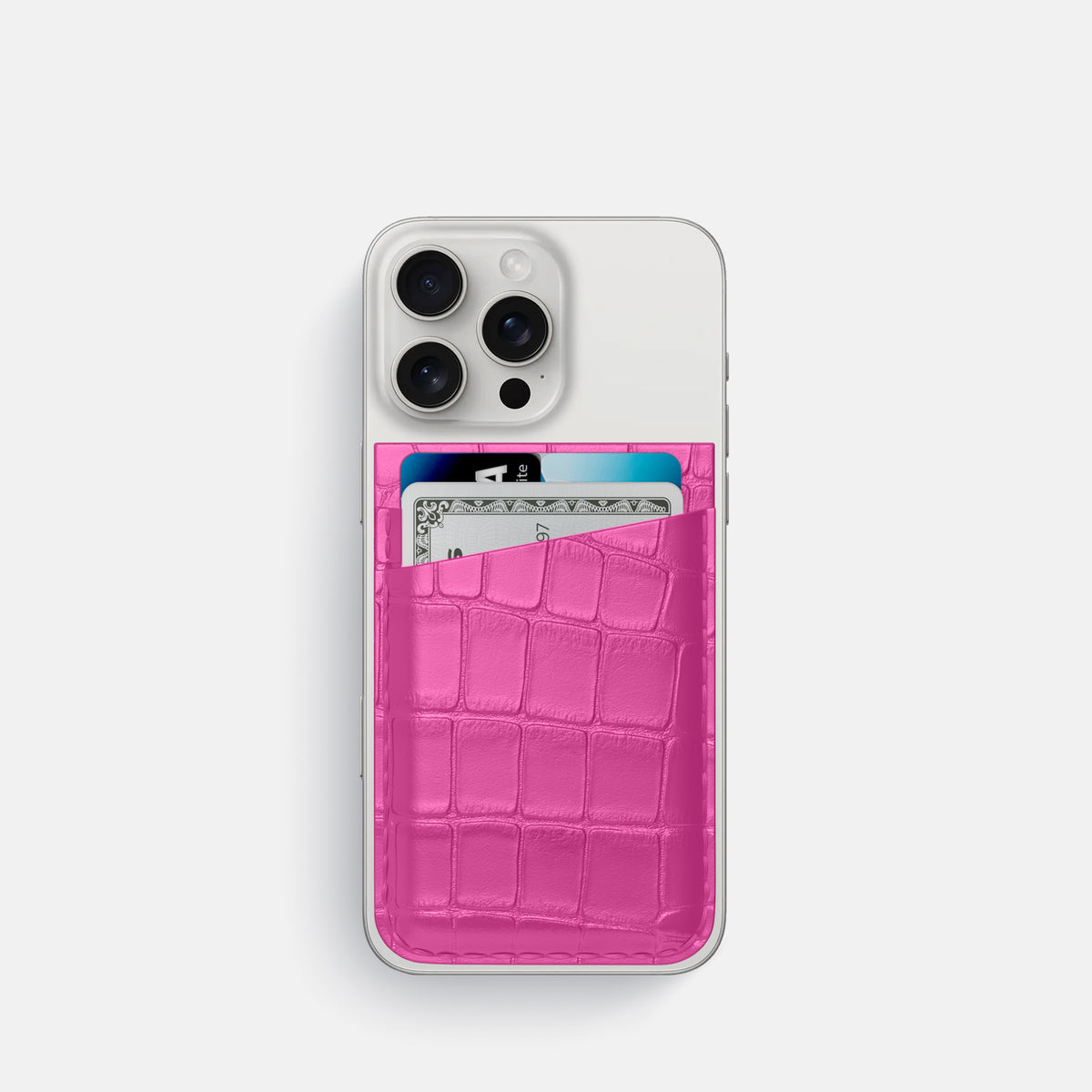 Fuchsia iPhone 16 Pro Wallet Alligator -1 | Fuchsia