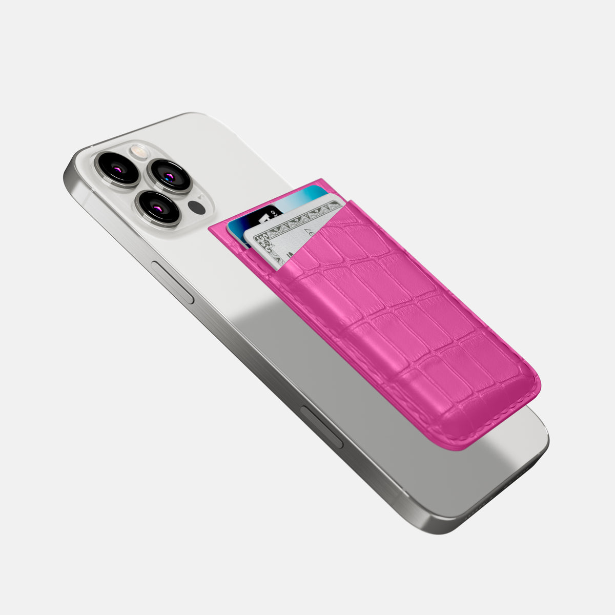 Fuchsia iPhone 16 Pro Wallet Alligator -4 | Fuchsia