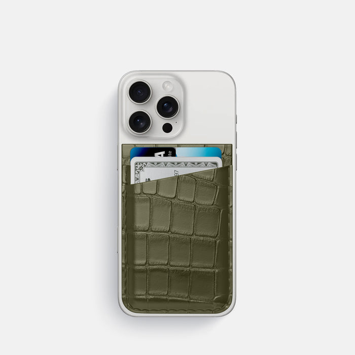 Kaki-Green iPhone 16 Pro Wallet Alligator -1 | Kaki-Green