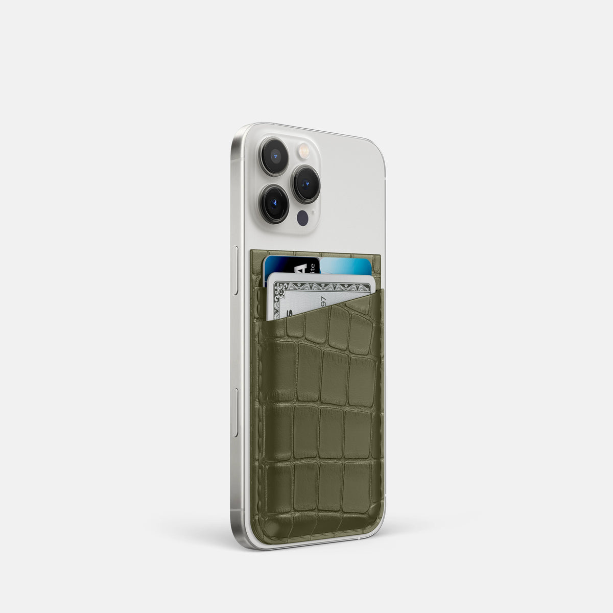 Kaki-Green iPhone 16 Pro Wallet Alligator -2 | Kaki-Green