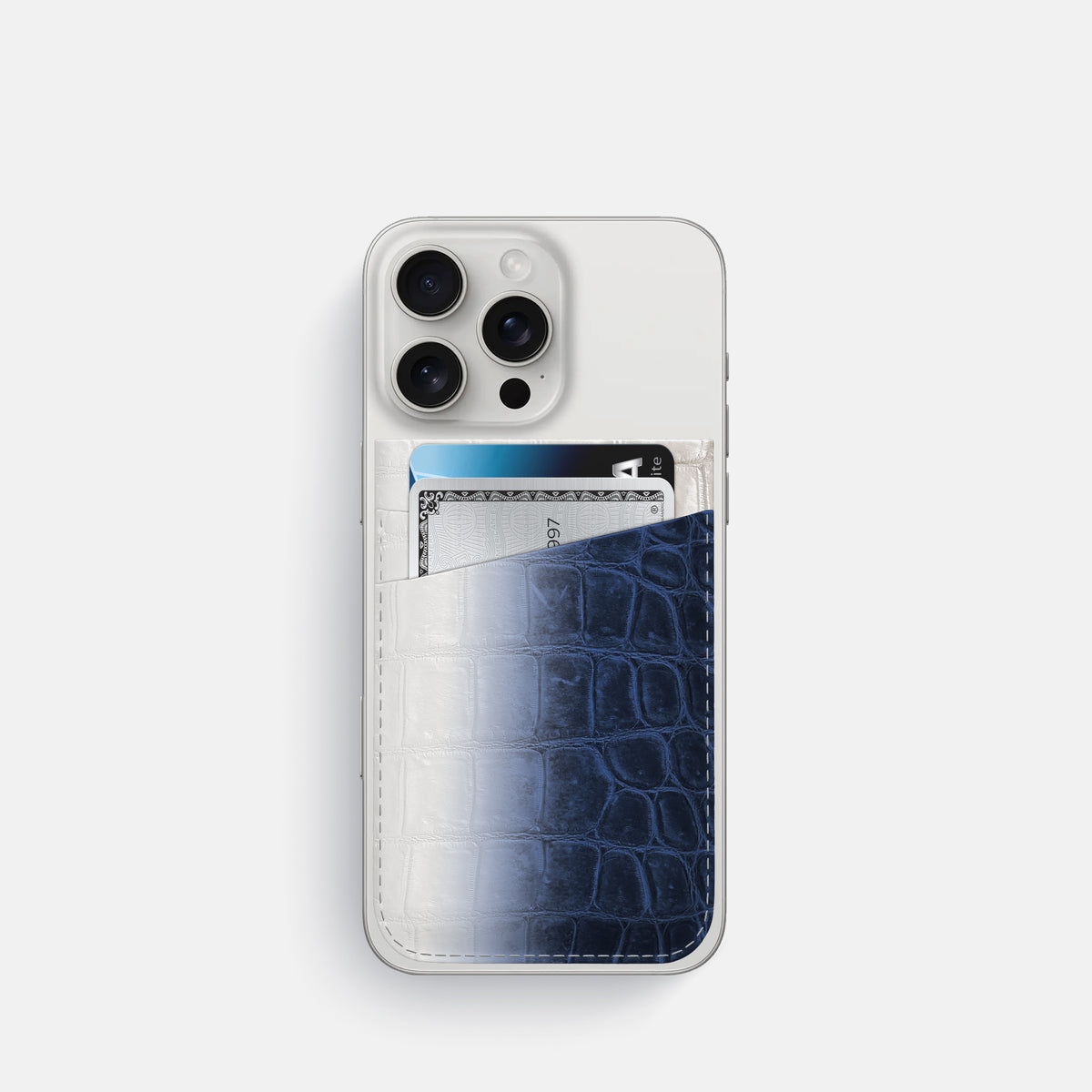 Navy Blue iPhone 16 Pro Wallet Himalayan Crocodile -1 | Navy-Blue