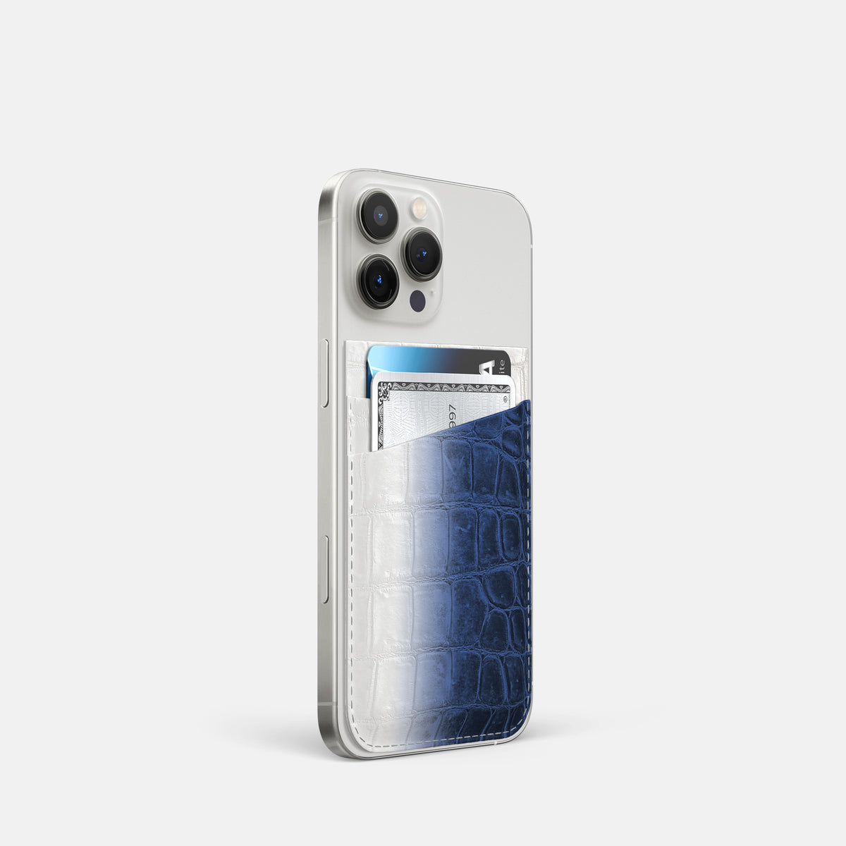 Navy Blue iPhone 16 Pro Wallet Himalayan Crocodile -2 | Navy-Blue