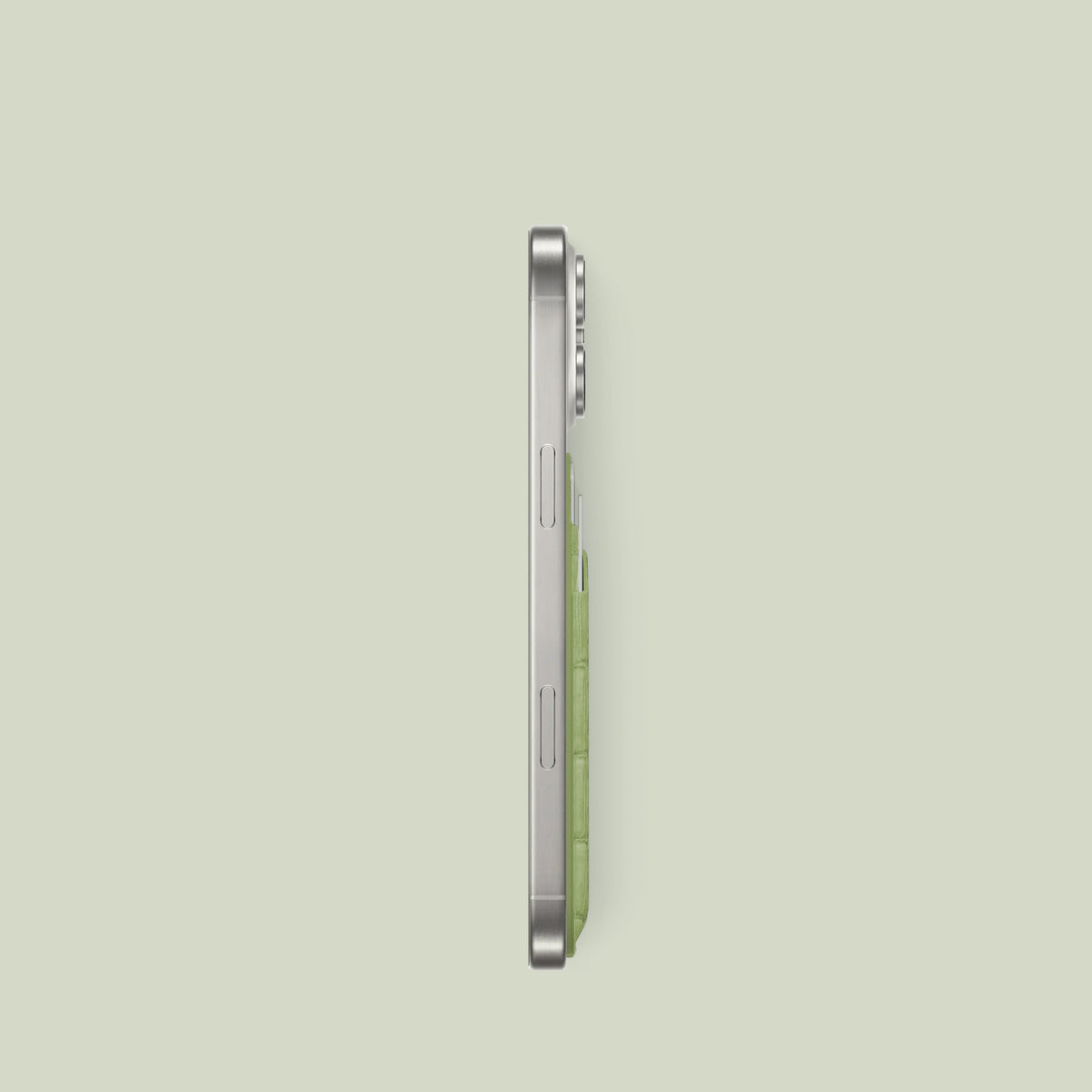 MagSafe Wallet Celadon Green For iPhone 16 Pro In Himalayan Crocodile -2 | Celadon-Green