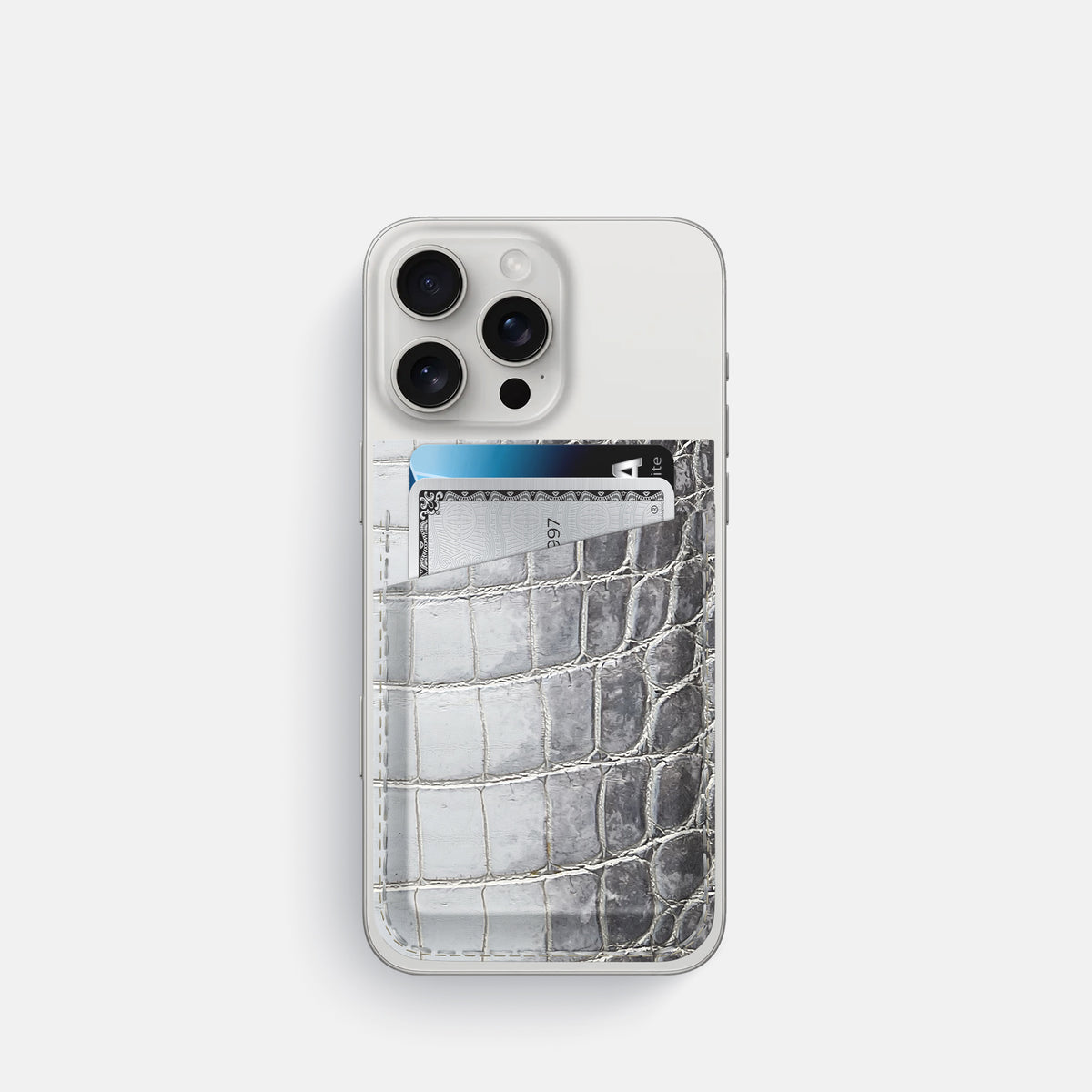 Silver iPhone 16 Pro Wallet Himalayan Crocodile -1 | Silver