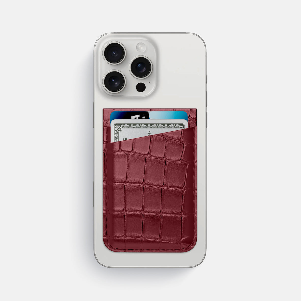 Burgundy iPhone 16 Pro Max Wallet Alligator -1 | Burgundy