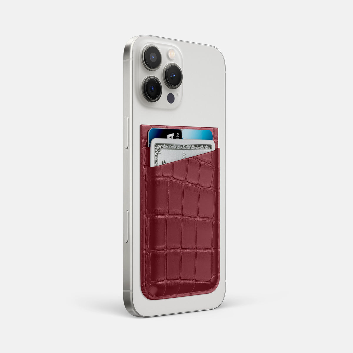 Burgundy iPhone 16 Pro Max Wallet Alligator -2 | Burgundy