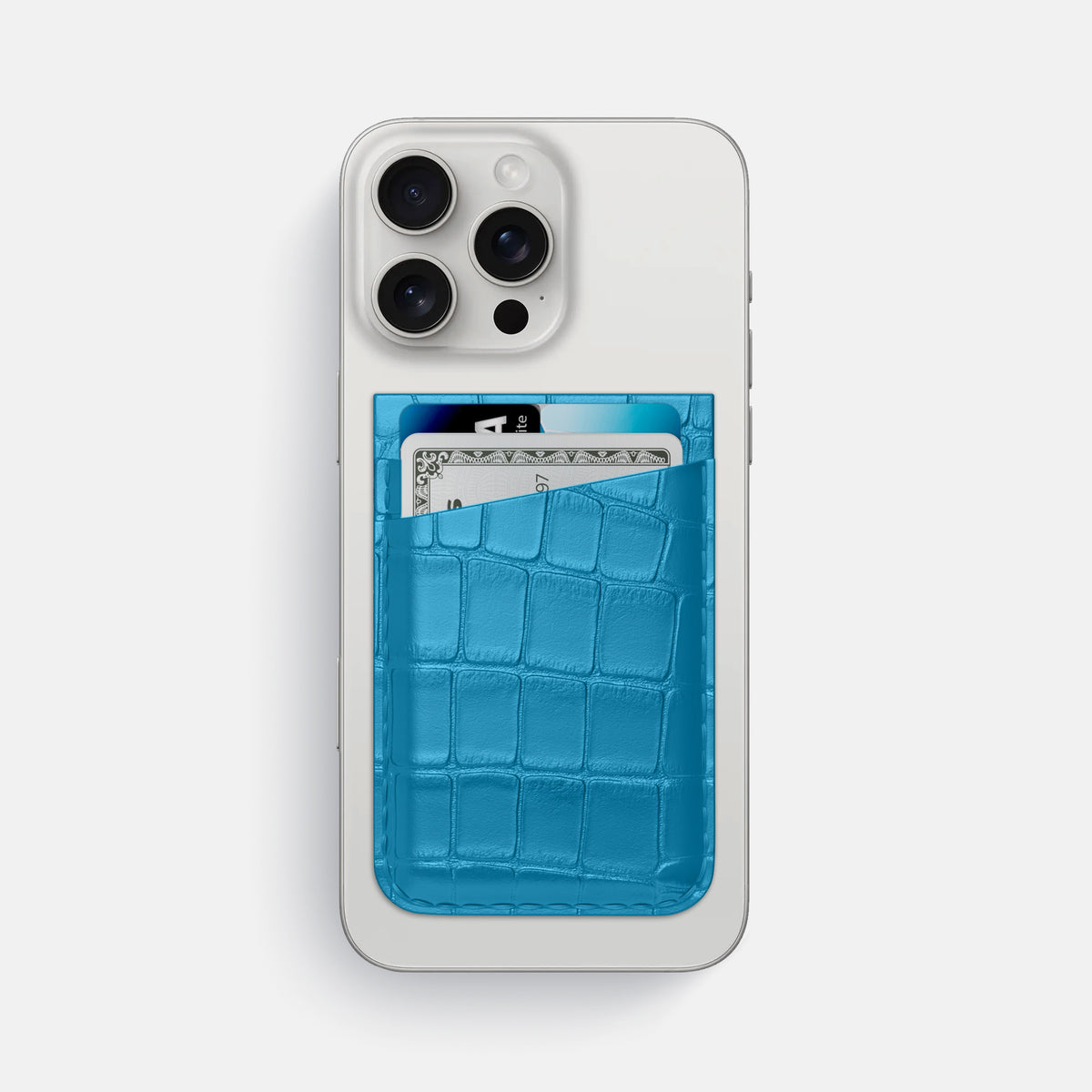 Curaçao-Blue iPhone 16 Pro Max Wallet Alligator -1 | Curaçao-Blue