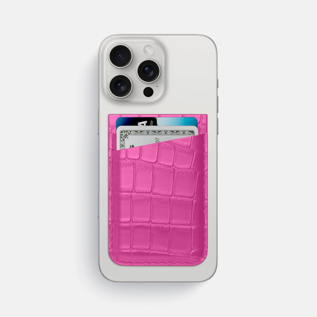 Fuchsia iPhone 16 Pro Max Wallet Alligator -1 | Fuchsia