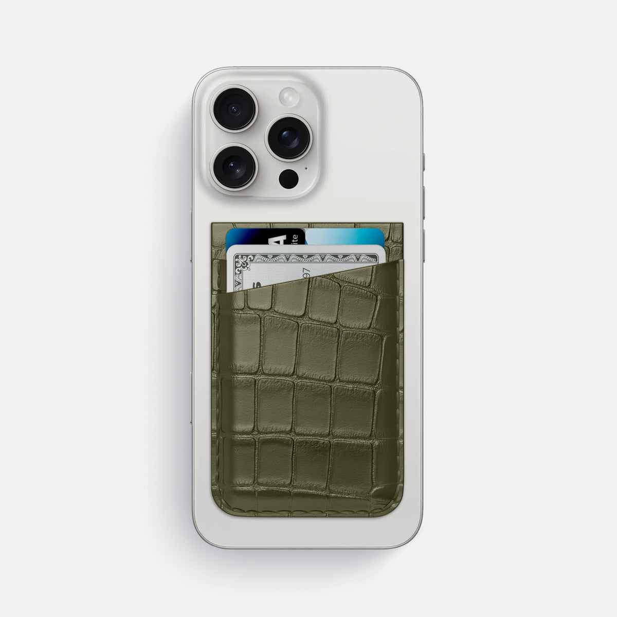 Kaki-Green iPhone 16 Pro Max Wallet Alligator -1 | Kaki-Green
