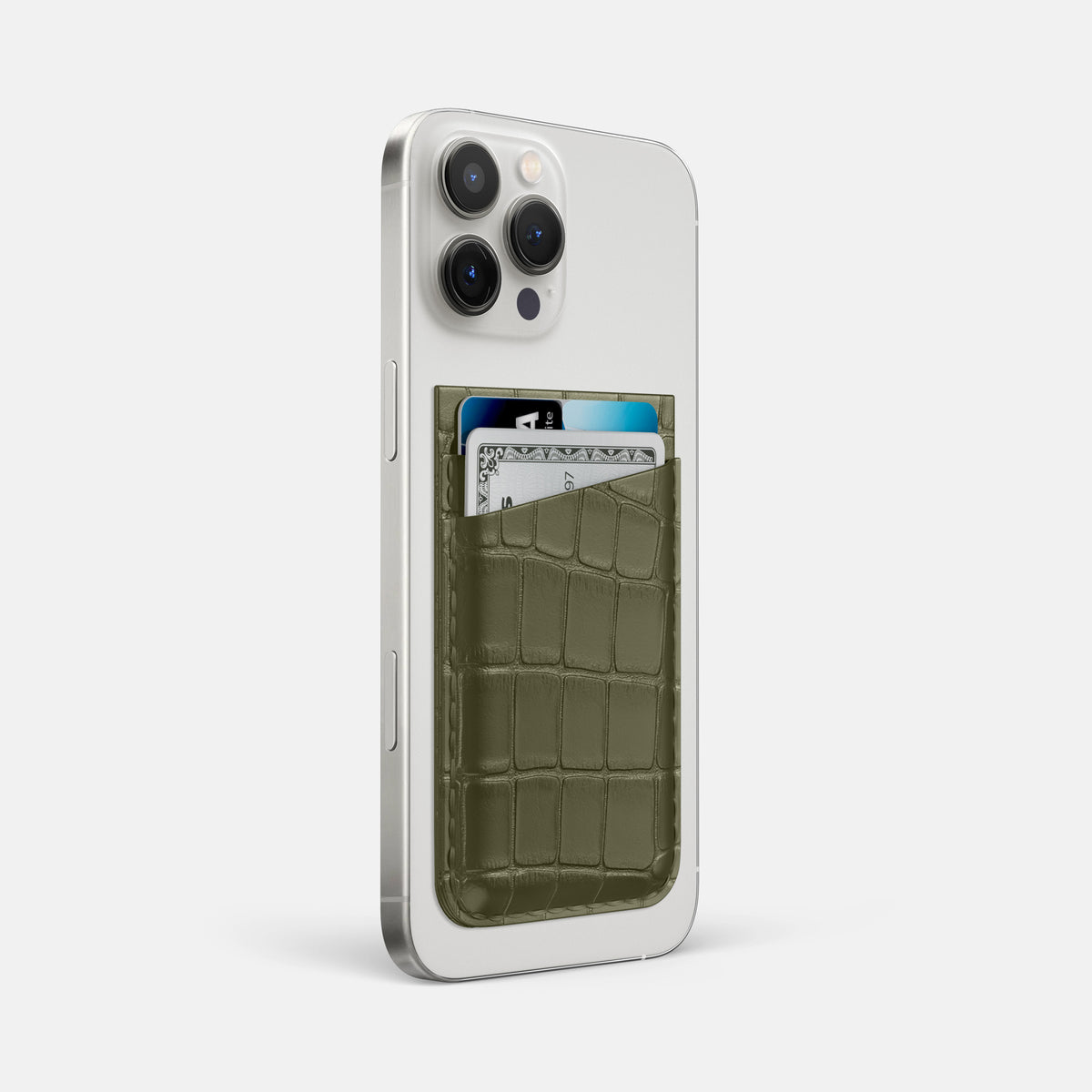 Kaki-Green iPhone 16 Pro Max Wallet Alligator -2 | Kaki-Green