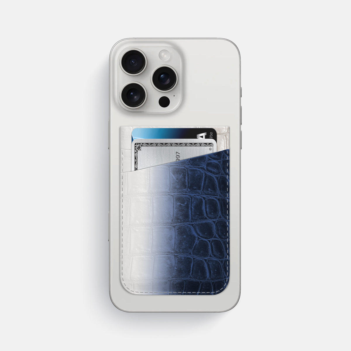 Navy Blue iPhone 16 Pro Max Wallet Himalayan Crocodile -1 | Navy-Blue