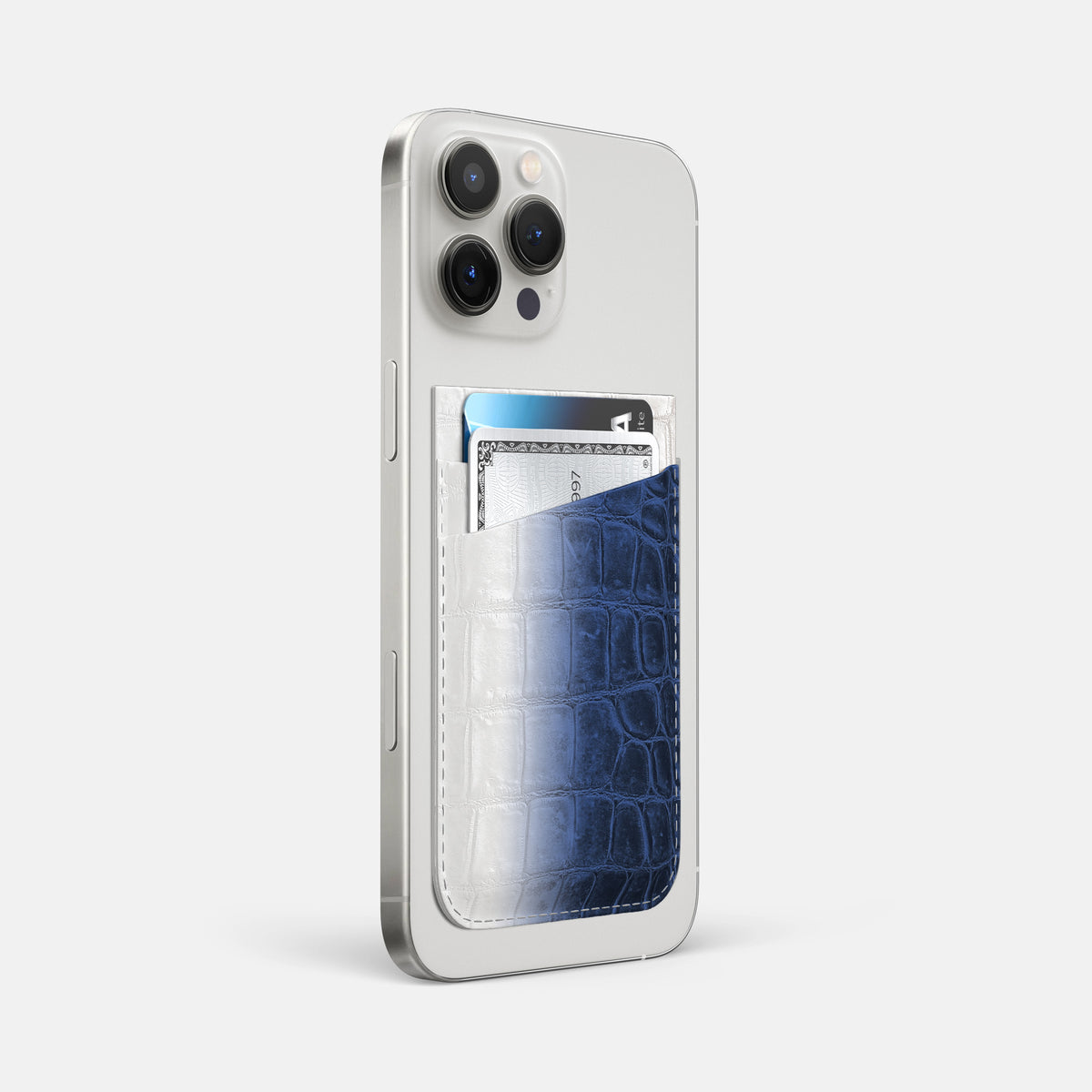 Navy Blue iPhone 16 Pro Max Wallet Himalayan Crocodile -2 | Navy-Blue