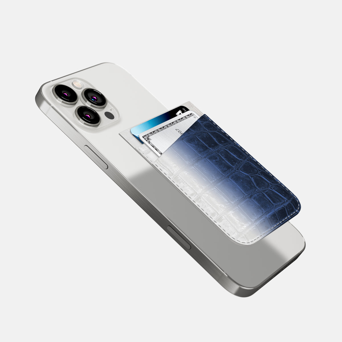 Navy Blue iPhone 16 Pro Max Wallet Himalayan Crocodile -4 | Navy-Blue