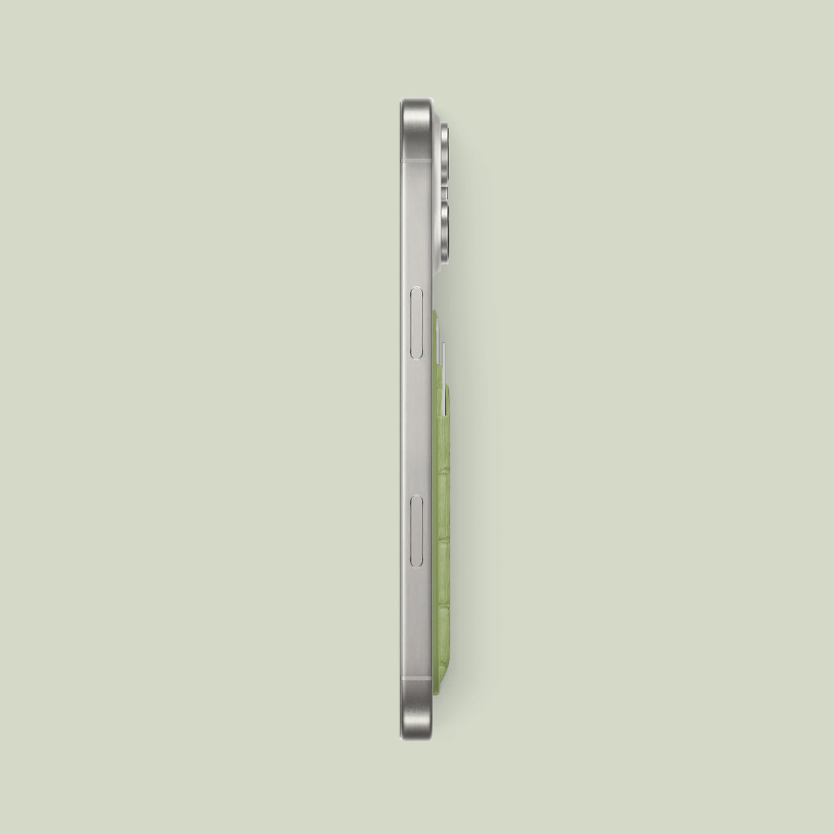 MagSafe Wallet Celadon Green For iPhone 16 Pro Max In Himalayan Crocodile -2 | Celadon-Green