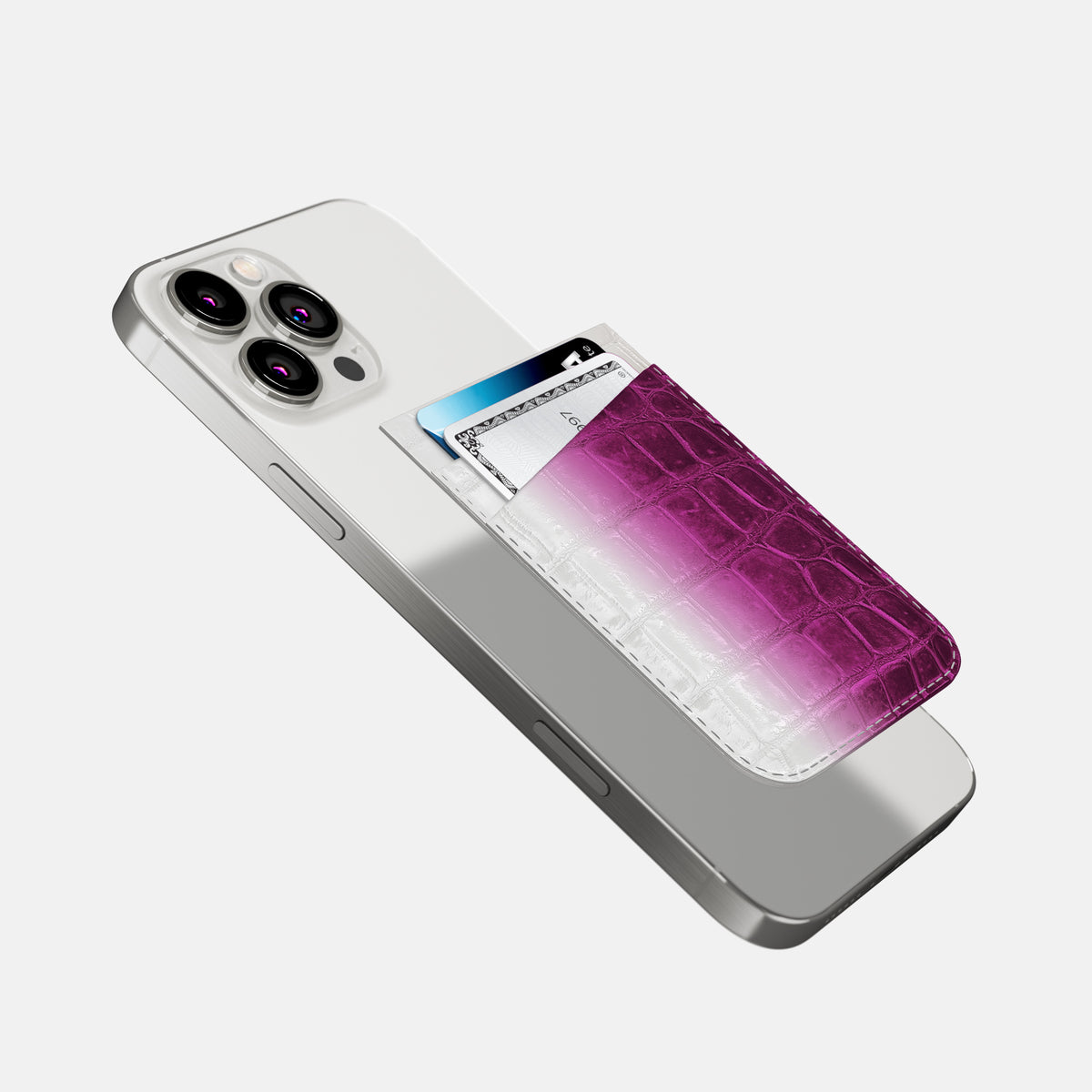 Fuchsia iPhone 16 Pro Max Wallet Himalayan Crocodile -4 | Fuchsia