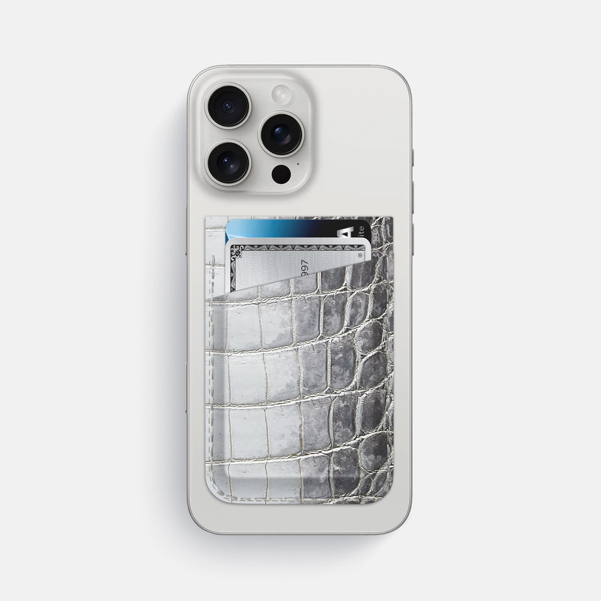 Silver iPhone 16 Pro Max Wallet Himalayan Crocodile -1 | Silver