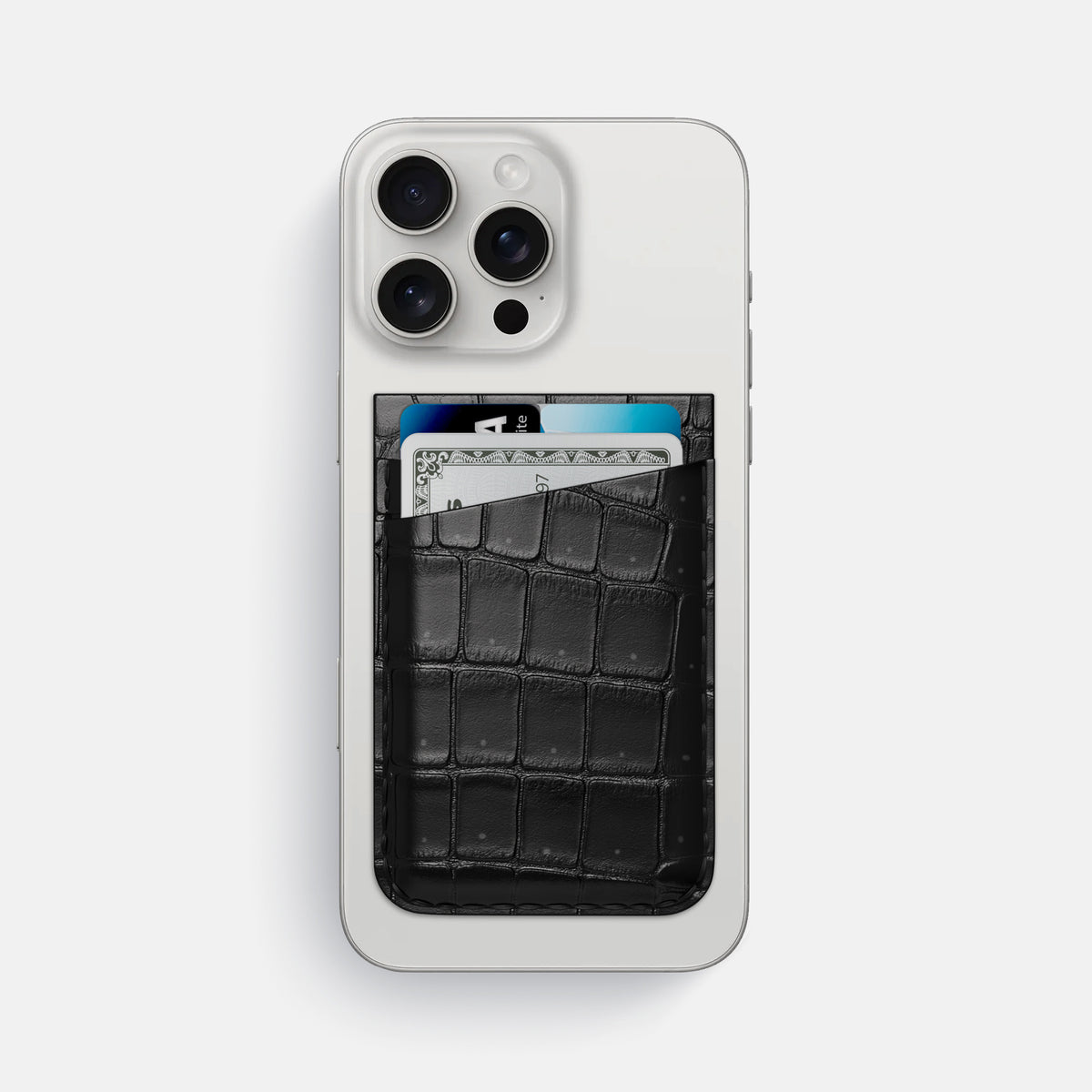 Black iPhone 16 Pro Max Magsafe Wallet Porosus Crocodile -1 | Black