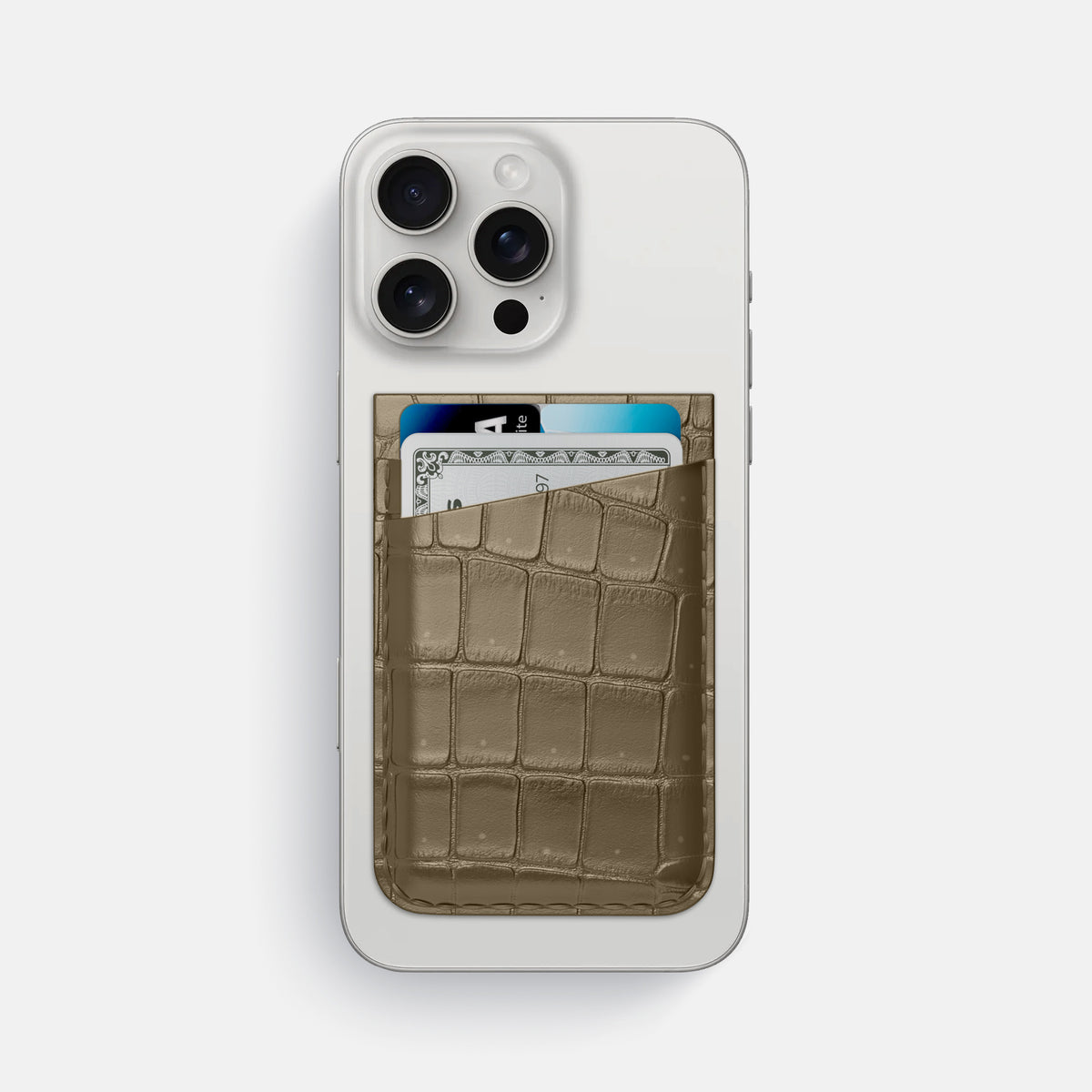 Kaki-Green iPhone 16 Pro Max Magsafe Wallet Porosus Crocodile -1 | Kaki-Green