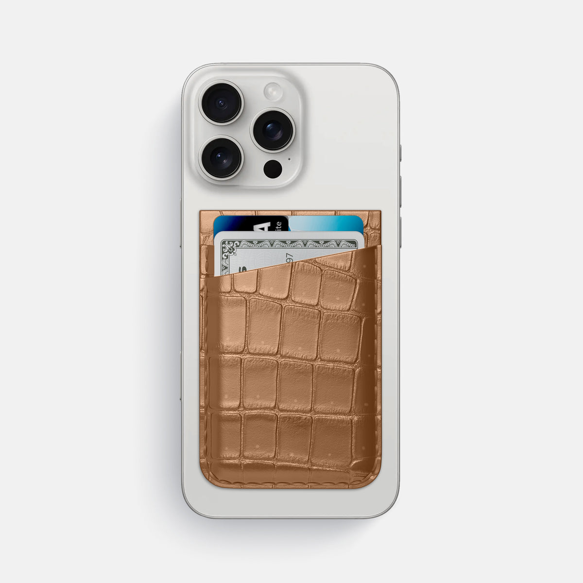 Milk-Chocolate iPhone 16 Pro Max Magsafe Wallet Porosus Crocodile -1 | Milk-Chocolate