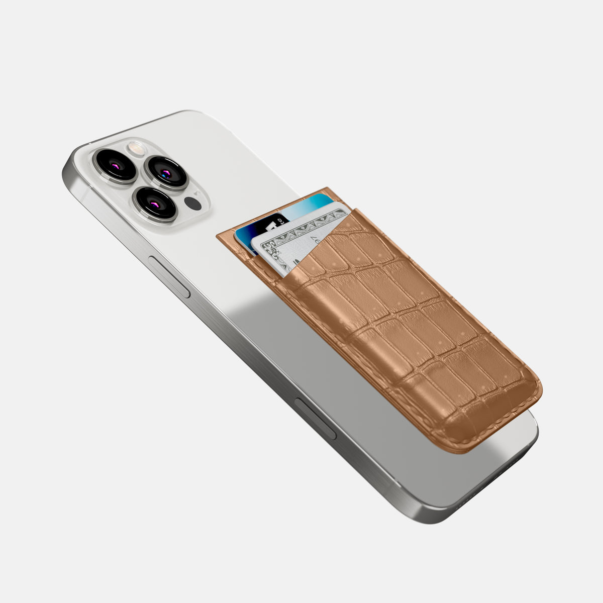 Milk-Chocolate iPhone 16 Pro Max Magsafe Wallet Porosus Crocodile -4 | Milk-Chocolate