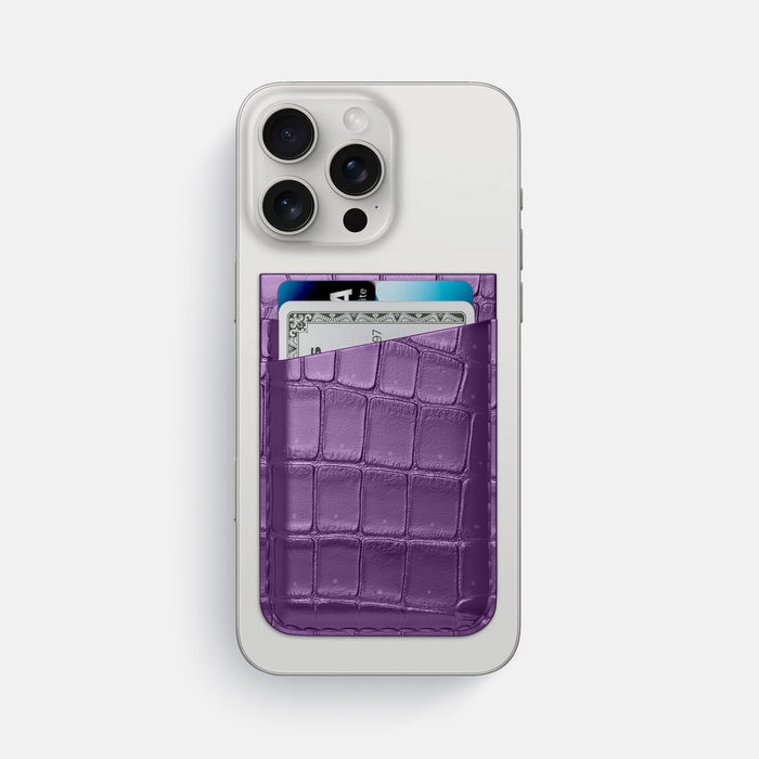 Purple iPhone 16 Pro Max Magsafe Wallet Porosus Crocodile -1 | Purple