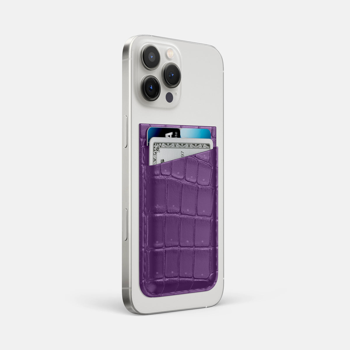 Purple iPhone 16 Pro Max Magsafe Wallet Porosus Crocodile -2 | Purple