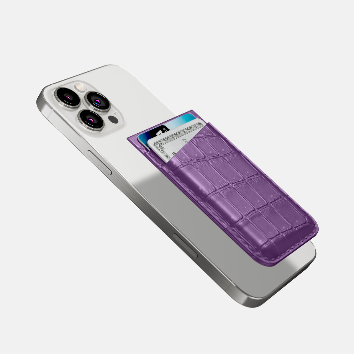 Purple iPhone 16 Pro Max Magsafe Wallet Porosus Crocodile -4 | Purple